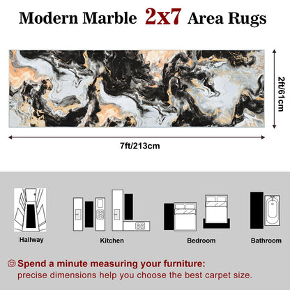 Bleum Cade 2x7 Runner Rug for Hallways Kitchen Modern Abstract Washable Runner Rug Soft Non Slip Marble Indoor Carpet Runner for Laundry Entryway Bedroom Bathroom