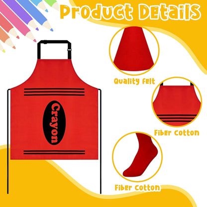 BLEUM CADE 4 Set Color Crayon Apron and Funny Gnome Cone Hats for Costume Set for Adults Fancy Dress Outfit Halloween Cosplay