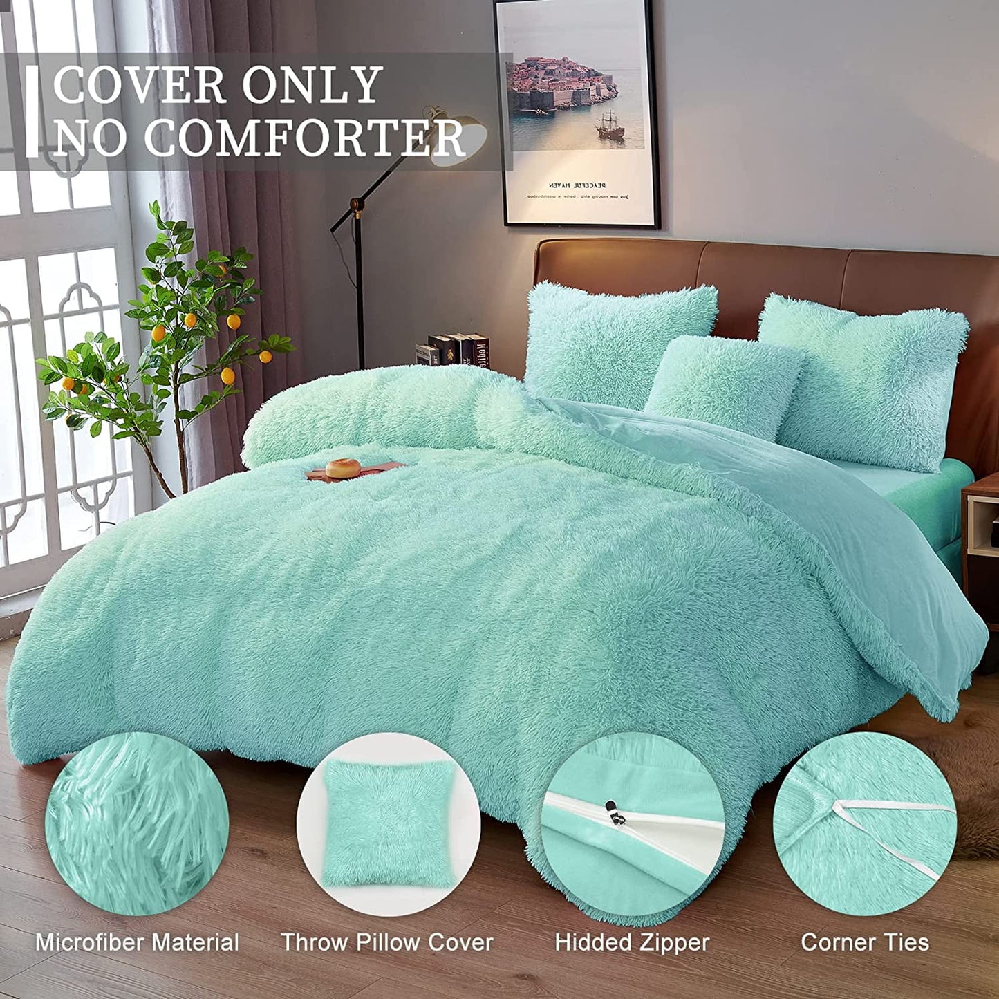 Bleum Cade 4-Piece Warm and Cosy Green Comforter Bedding Set, King