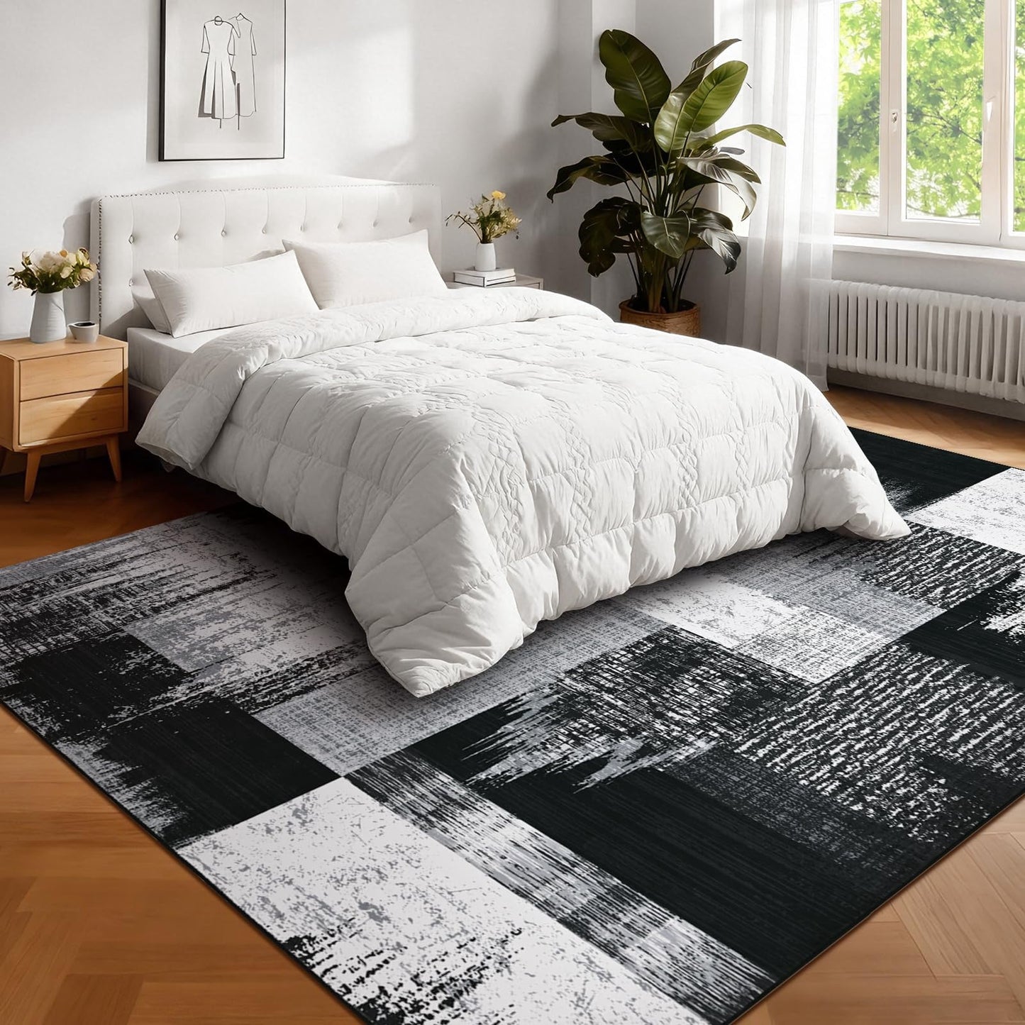 Bleum Cade 5x7 Abstract Area Rugs for Living Room, Modern Geometric Rug Non Slip, Patchwork Washable Soft Bedroom Rug Stain Resistant, Indoor Rugs Low Pile Carpet