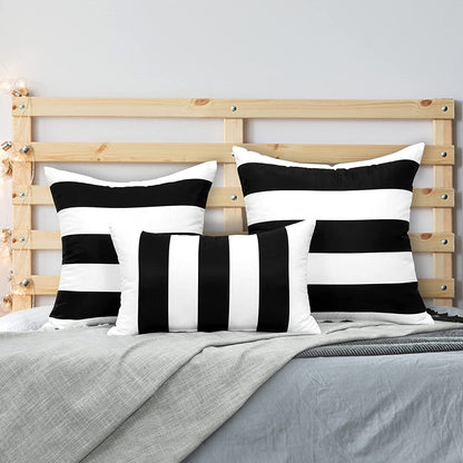BLEUM CADE 2 Pack Black and White Striped Throw Pillow Covers 12 x 20 inch Outdoor Patio Pillows Cushion Cover Waterproof Pillow Cases for Couch Pillows Sofa