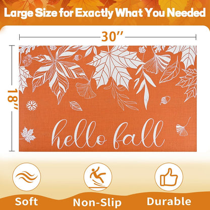 BLEUM CADE Fall Welcome Mats Doormat Outdoor, Thanksgiving Non Slip Low Profile Entrance Mat for Outside Patio,18 x 30 inches