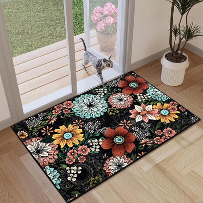 BLEUM CADE Boho Floral Area Rugs 2x3 Entryway Rug,Non Slip Washable Door Mat Outdoor Indoor Welcome Mat for Entrance