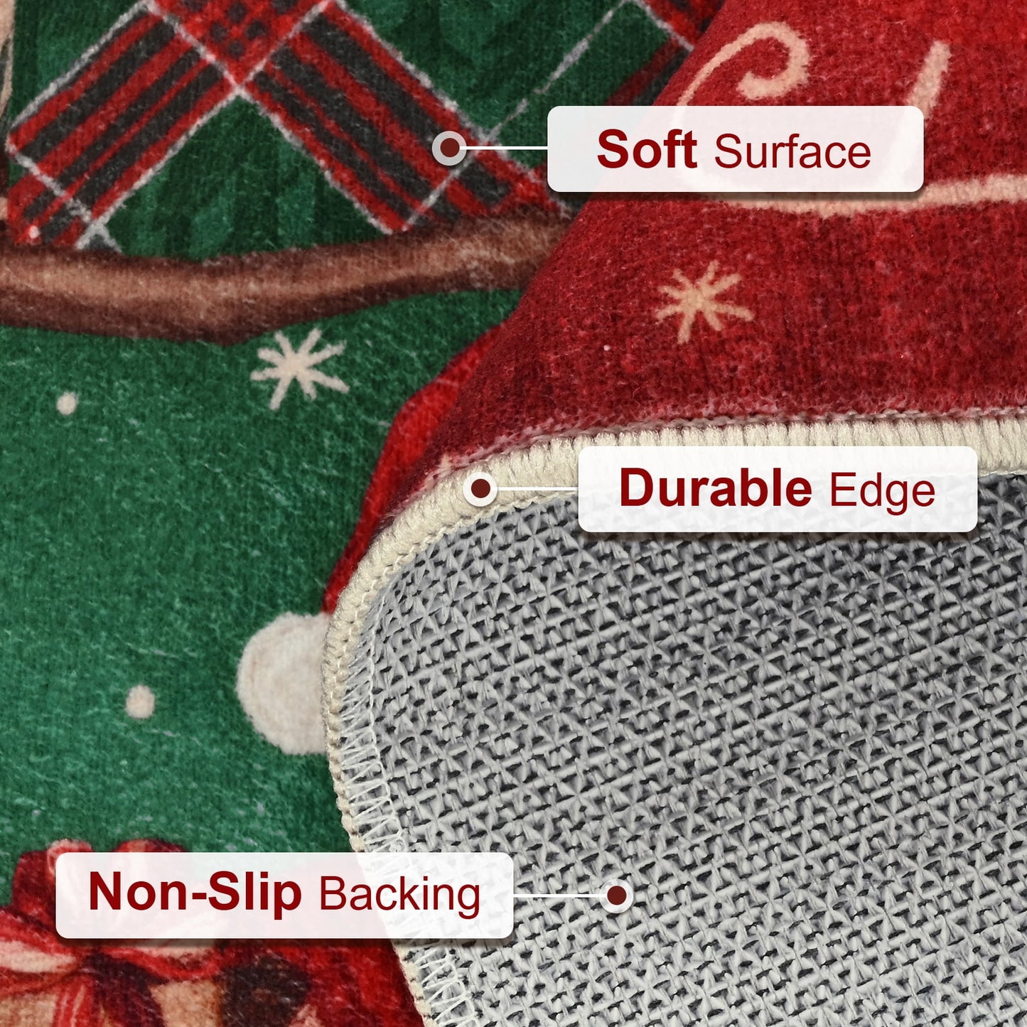 BLEUM CADE Christmas 3x5 Area Rugs for Living Room,Santa Claus Spliced Pattern Low Pile Washable Non Slip Rug Carpet Xmas Decor