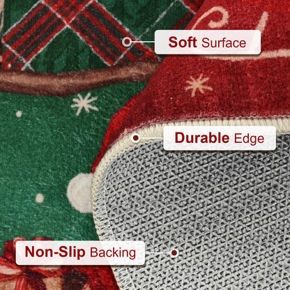 BLEUM CADE Christmas Rug for Bedroom 8x10, Santa Claus Washable Rug for Living Room Non Slip, Large Throw Carpet for Dining Room,Christmas Decorations