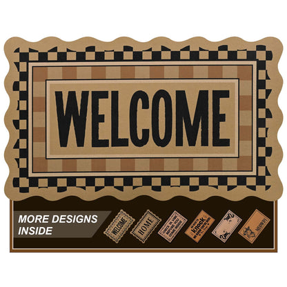 Bleum Cade Welcome Mat Non-Slip Low Profile Front Door Mat for Outdoor Indoor,Muddy Dirt Resist Stain Fade Door Mat for Outside Patio Porch,Brown (18"x30",Welcome)