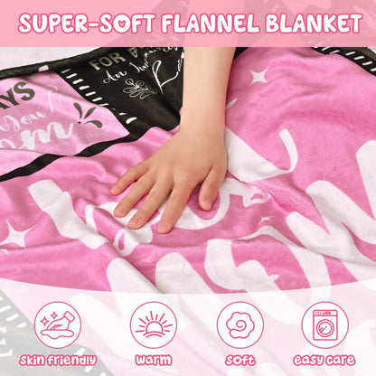 BLEUM CADE Gifts for Mom Birthday Mother's Day Blanket,Gifts From Daughter Son,Soft Flannel Throw Blanket Presents for Mother,Pink,50" x 60"
