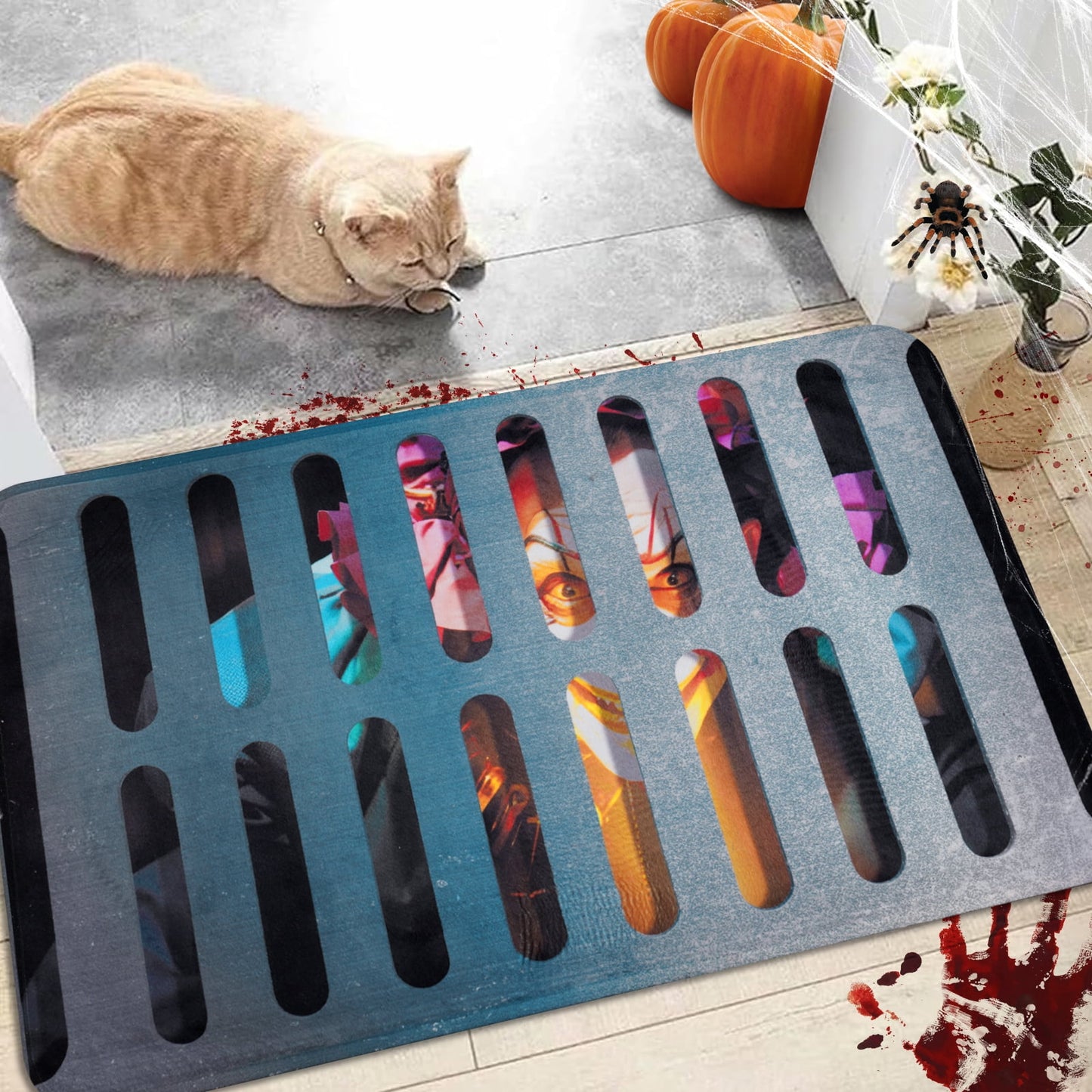 BLEUM CADE Halloween Doormat Outdoor Welcome Mat for Entrance,Hided Joker Low-File Door Mat Outside Entry Rug,18 x 30 inch