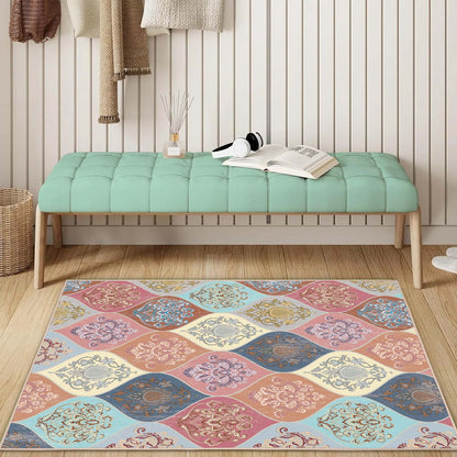 Bleum Cade Boho Floral Area Rugs 2x3 Entryway Rug,Non Slip Washable Door Mat Outdoor Indoor Welcome Mat for Entrance
