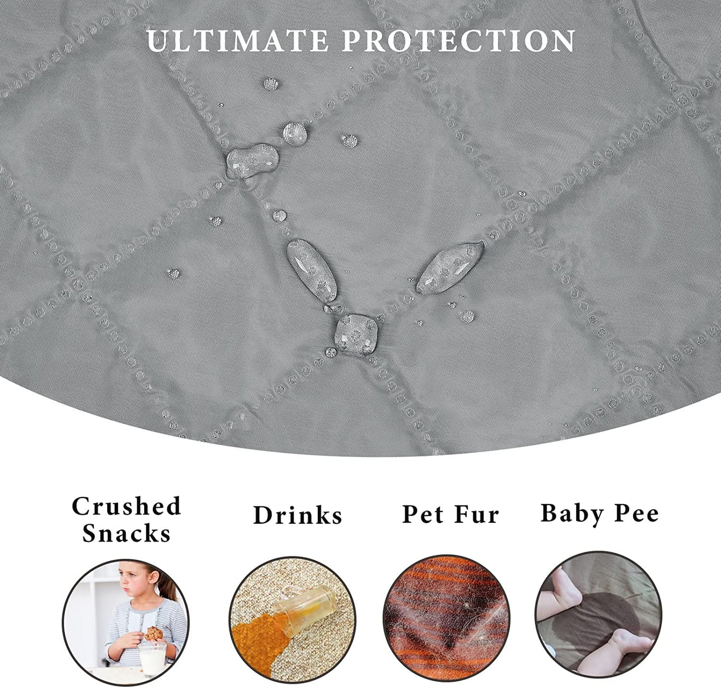 BLEUM CADE Waterproof Sofa Cover 3 Seater Non Slip Couch Cover Machine Washable Slipcover Leakproof Furniture Protector for Dogs Kids Pets, Gray, Sofa