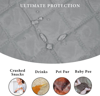 BLEUM CADE Waterproof Sofa Cover 3 Seater Non Slip Couch Cover Machine Washable Slipcover Leakproof Furniture Protector for Dogs Kids Pets, Gray, Sofa