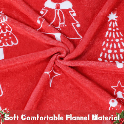 BLEUM CADE Reversible Christmas Throw Blanket for Couch,Red Christmas Blanket Soft Flannel Xmas Tree Blanket, 50 x 60 Inch