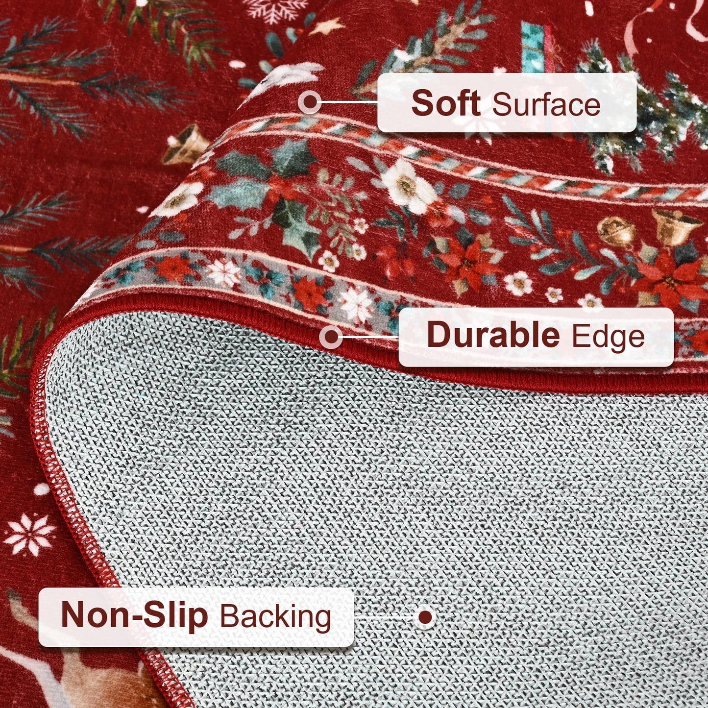 Bleum Cade Christmas Rugs for Living Room 5x7 Area Rug,Christmas Santa Washable Rugs for Bedroom,Soft Faux Wool Non Slip Bedroom Rugs,Winter Red Large Carpet for Dining Room,Christmas Decorations