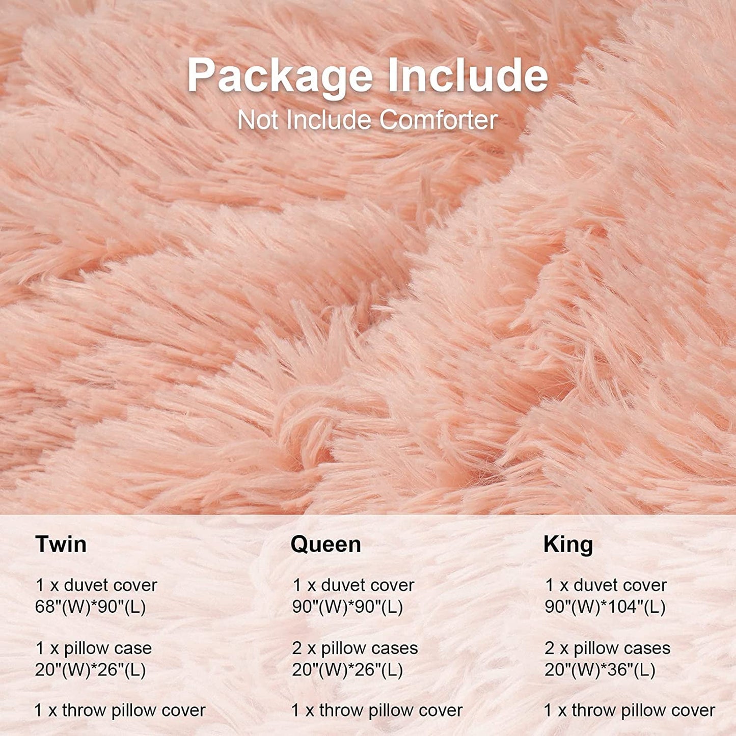 BLEUM CADE Luxury Fluffy Fuzzy Queen Bedding Comforter Set,4 Pieces Shaggy Duvet Cover Set,Furry Plush Velvet Comforter Cover with Zip Closure,Pink