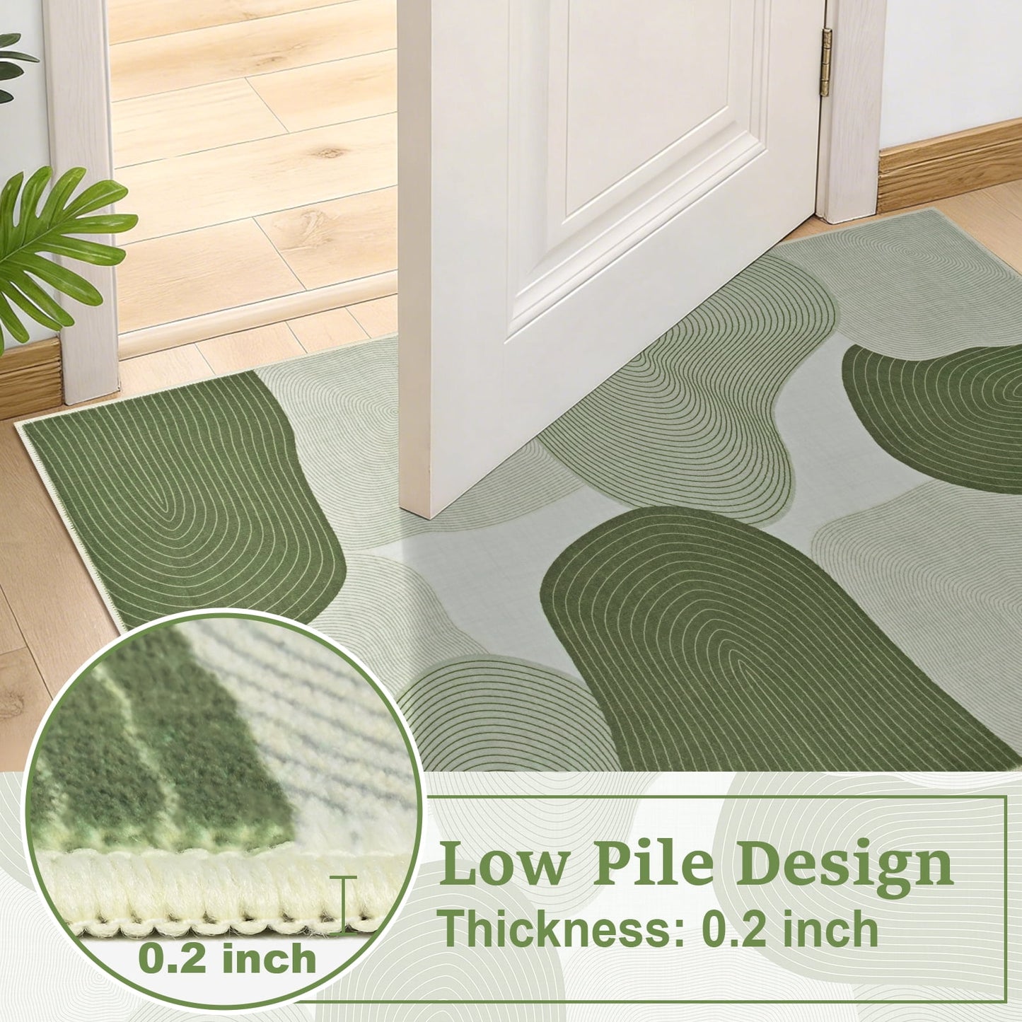 Bleum Cade 5'x7' Area Rugs for Living Room, Abstract Rug Ultra Soft Washable Rugs for Bedroom, Anti Slip Durable Stain Resistant Larg Carpet Home Decor for Dining Room,Green