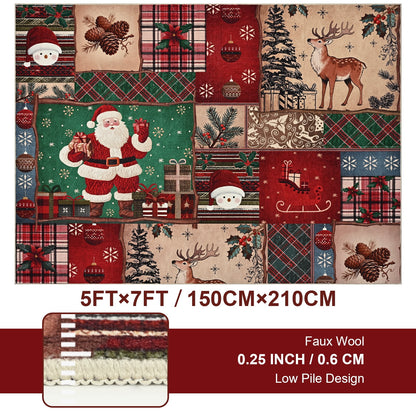 BLEUM CADE Christmas 5'x7' Area Rugs for Living Room, Santa Claus Washable Rugs for Bedroom Dinning Room,Rug Ultra Soft Non Slip Durable Large Carpet Home Decor