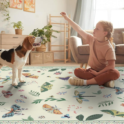 Bleum Cade 5'x7' Boho Area Rugs for Living Room, Machine Washable Foldable Indoor Rugs Carpet, Soft Lightweight Non Slip Large Rug for Bedroom Dining Room,Beige