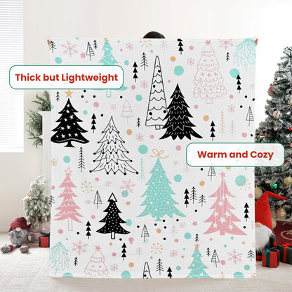 BLEUM CADE Christmas Throw Blanket, Christmas Tree and Snowflake Blankets, Super Soft & Cozy Flannel Blanket for Couch Bed (50" x 60" )