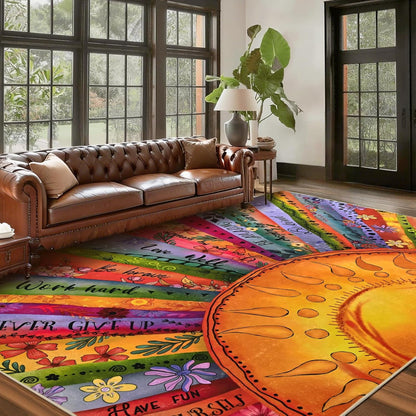 Bleum Cade Area Rugs for Living Room 8x10,Boho Sun Rugs, Washable Area Rugs for Bedroom,Low Pile Anti Slip Durable Carpet for Dining Room