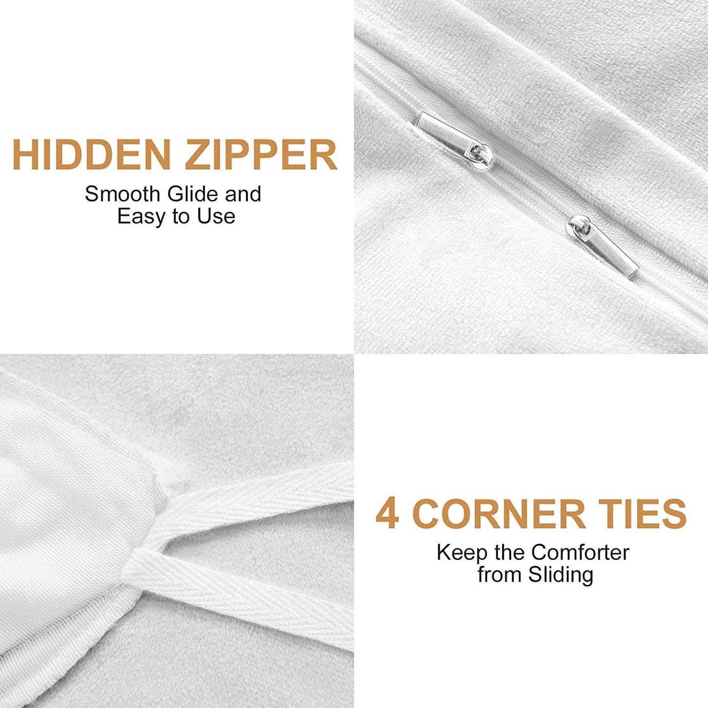 BLEUM CADE Luxury Fluffy Fuzzy Twin Bedding Comforter Set,3 Pieces Shaggy Duvet Cover Set,Furry Plush Velvet Comforter Cover with Zip Closure,White
