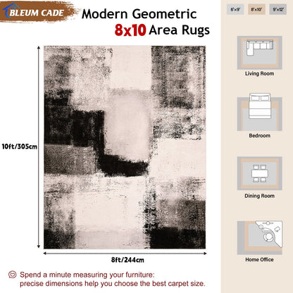 Bleum Cade 8x10 Large Area Rugs for Living Room, Modern Abstract Washable Rugs Non Slip, Bedroom Rug Soft Stain Resistant, Indoor Rugs Low Pile Carpet for Dining Room,Brown