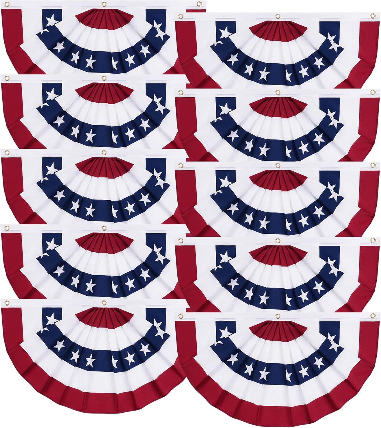 2 x 4 Ft American Flag Bunting Flags Outdoor, 4 Pack Patriotic Bunting Outdoor Red White and Blue Bunting, USA Pleated Fan Flag Half Fan Banner for Outside Home 4th of July Decorations