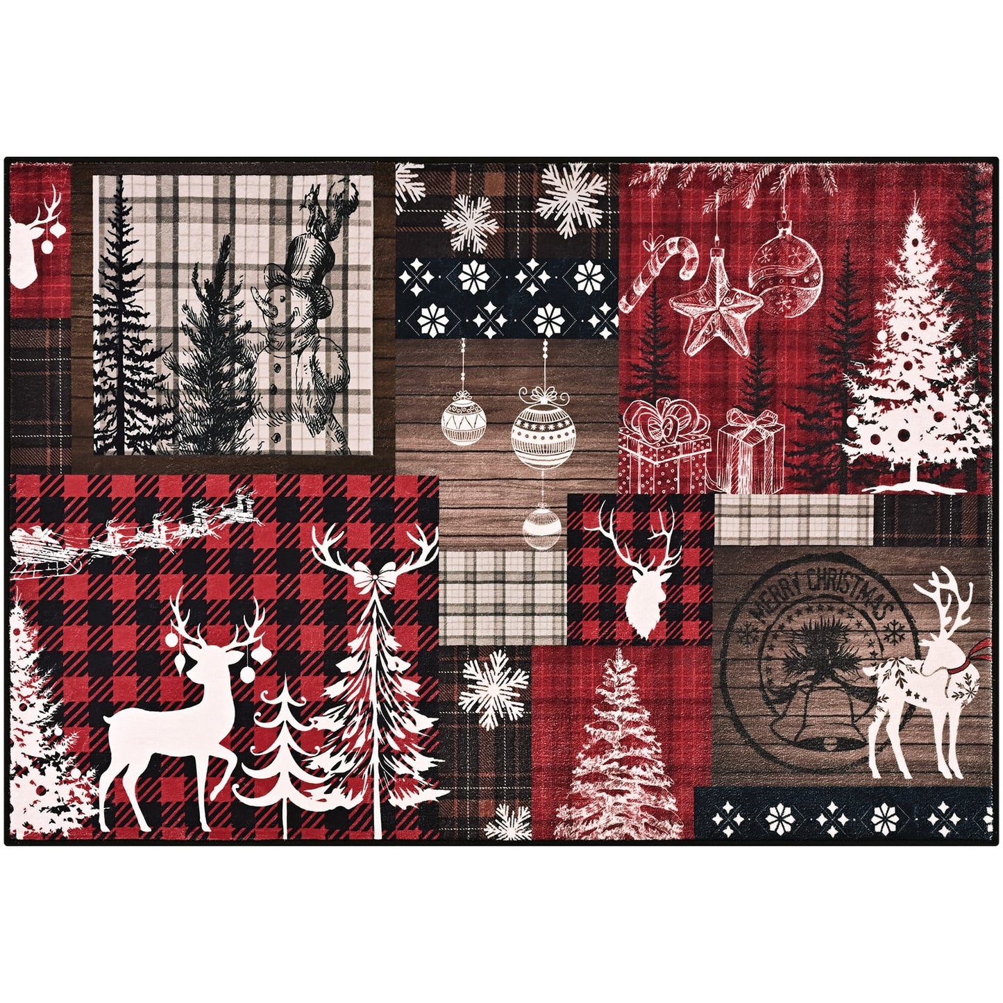 Bleum Cade Christmas Area Rugs 2x3 Entryway Rug,Christmas Tree Non Slip Washable Door Mat Outdoor Indoor Xmas Elk Welcome Mat for Entrance