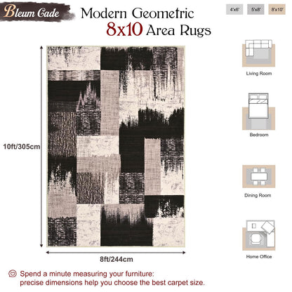 Bleum Cade Modern Geometric 8x10 Area Rugs for Living Room, Patchwork Abstract Rug Non Slip, Washable Soft Bedroom Rug Stain Resistant, Indoor Rugs Low Pile Carpet for Dining Room