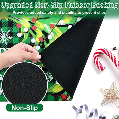 BLEUM CADE Christmas Welcome Mat,Christmas Tree Outdoor Door Mat Outside for Front Door,Non-slip Rubber Backing Doormat,Low-Pile Mat for Entrance,18 x 30 in,Black