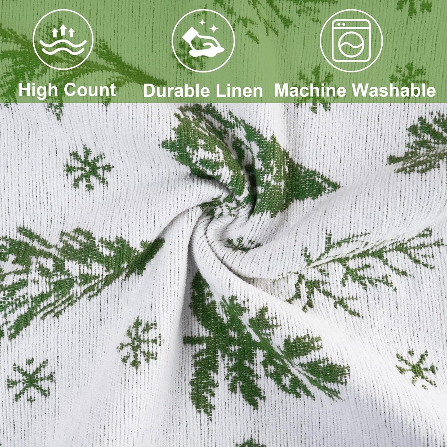 BLEUM CADE 2 Pack Christmas Throw Pillow Covers 18 x 18 inches Chenille Green Xmas Tree Pillowcases for Sofa Couch