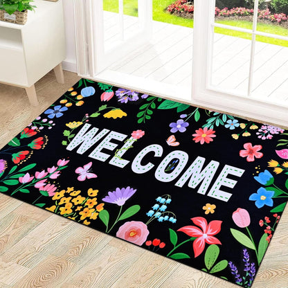 BLEUM CADE Spring Welcome Mat Non Slip Outdoor Door Mats Low Profile Entrance Doormats for Outside Patio