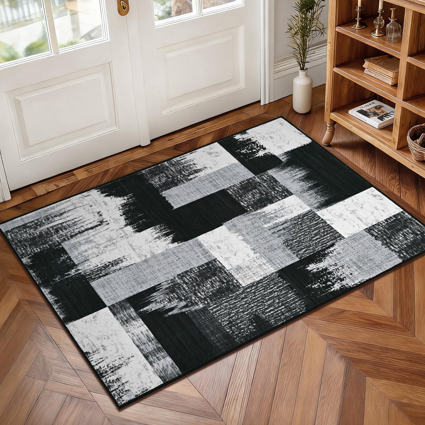 Bleum Cade  Area Rugs 2x3 Entryway Rug,Modern Geometric Patchwork Non Slip Rugs for Entryway, Washable Abstract Area Rug Door Mat Indoor, Rockwood Collection Welcome Mat for Kitchen