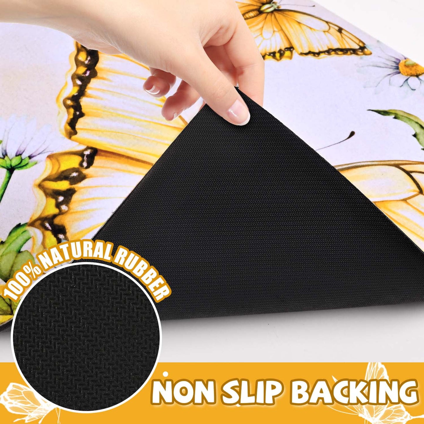 BLEUM CADE Spring Welcome Mat Butterfly Outdoor Doormat,Non Slip Sunflower Entry Mat for Outside Patio,18 x 30 inches