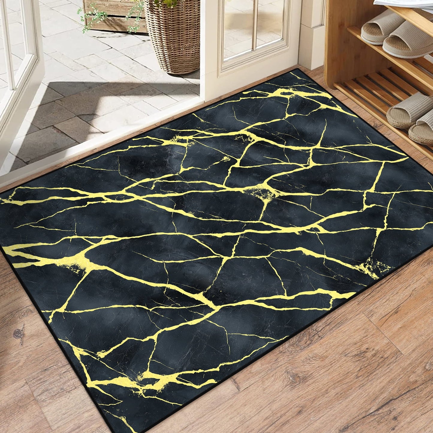 Bleum Cade Area Rugs for Doormat 2X3,Marble Swirl Abstract Rugs, Machine Washable Foldable Non Slip Outdoor Indoor Welcome Mat
