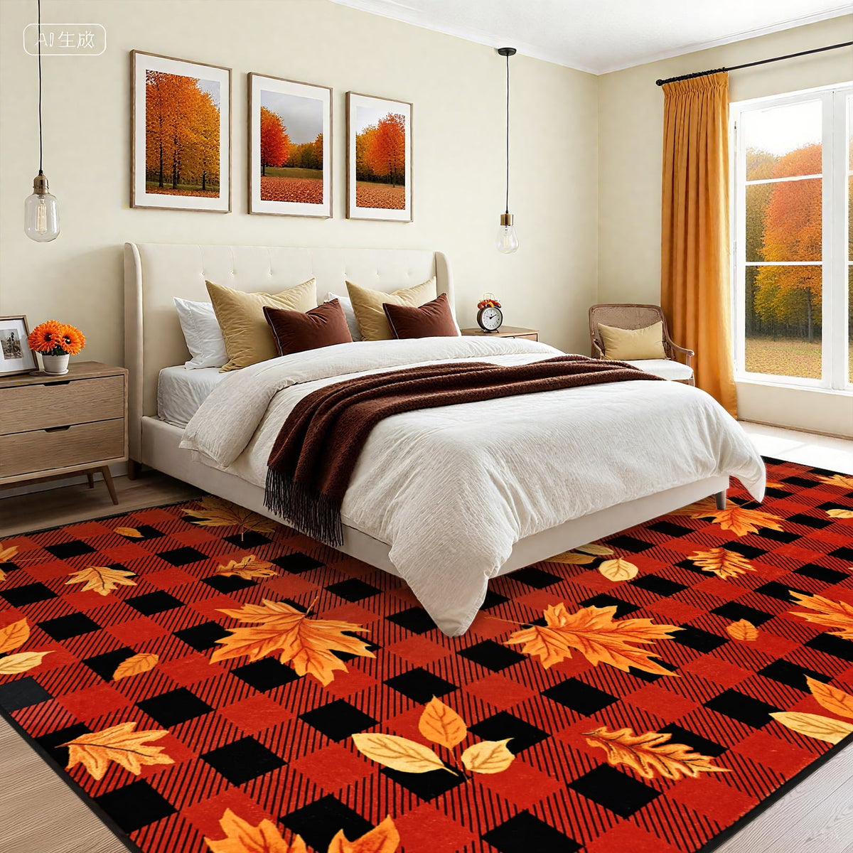Bleum Cade 8'x10' Fall Area Rugs for Living Room, Washable Rugs Modern Rugs for Bedroom Dinning Room,Maple Leaf Rug Ultra Soft Non Slip Durable Large Carpet Home Decor