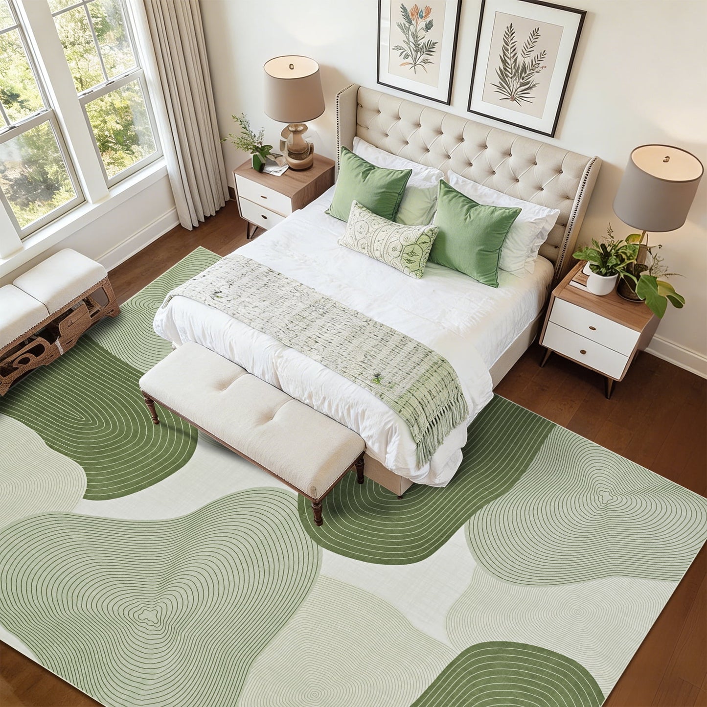 Bleum Cade 5'x7' Area Rugs for Living Room, Abstract Rug Ultra Soft Washable Rugs for Bedroom, Anti Slip Durable Stain Resistant Larg Carpet Home Decor for Dining Room,Green