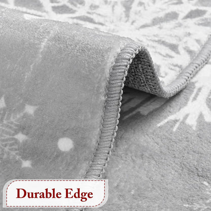 BLEUM CADE Christmas Snowflake 3x5 ft Area Rug,Non-slip Machine Washable Area Rug for Christmas Decorations Living Room Bedroom,Gray