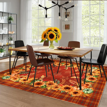 Bleum Cade 8'x10' Fall Area Rugs for Living Room, Washable Rugs Modern Rugs for Bedroom Dinning Room,Sunflower Rug Ultra Soft Non Slip Durable Large Carpet Home Decor