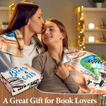 BLEUM CADE Fall Throw Blanket,Book Lovers Gifts Blanket,Super Soft Flannel Throw Blankets for Bed Couch Sofa 50"x60"