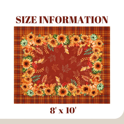 Bleum Cade 8'x10' Fall Area Rugs for Living Room, Washable Rugs Modern Rugs for Bedroom Dinning Room,Sunflower Rug Ultra Soft Non Slip Durable Large Carpet Home Decor