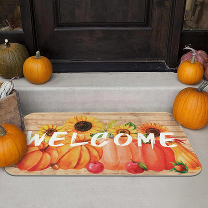 BLEUM CADE Fall Doormat Outdoor Welcome Mat for Entrance,Sunflower Pumpkin Door Mat Outside Entry Rug,18 x 30 inches