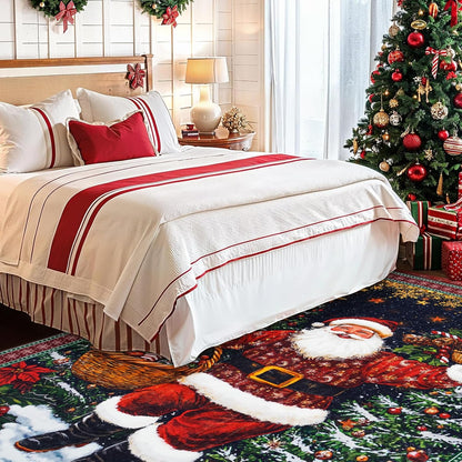 BLUEM CADE Santa Claus Christmas 8' x 10' Area Rug for Living Room Bedroom,Xmas Decor Machine Washable Rug Carpet with Non-slip Backing