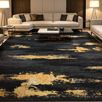 Bleum Cade 8'x10' Area Rugs for Living Room, Washable Rugs Modern Rugs for Bedroom Dinning Room,Abstract Rug Ultra Soft Non Slip Durable Large Carpet Home Decor, Black Gold