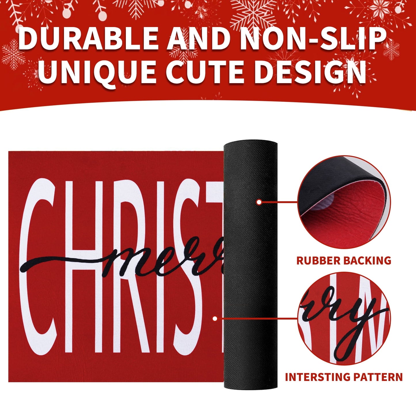 Bleum Cade Christmas Door Mat Winter Outdoor doormat,Non-Slip Christmas Tree Welcome Mat, Red,18" x 30"