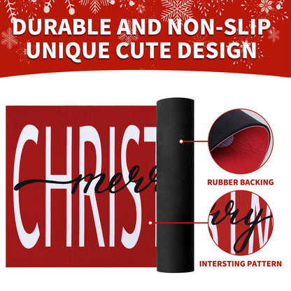 Bleum Cade Christmas Door Mat Winter Outdoor doormat,Non-Slip Christmas Tree Welcome Mat, Red,18" x 30"