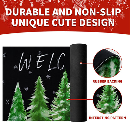 Bleum Cade Christmas Doormat Winter Holiday Outdoor Welcome Mat for Entrance,Non-slip Christmas Tree Door Mat with Rubber Backing,18" x 30"