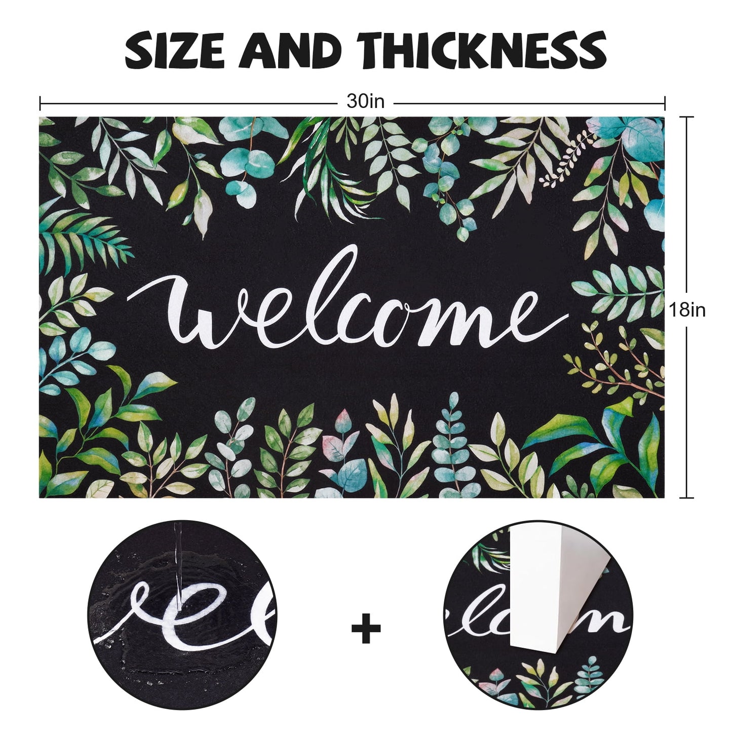 BLEUM CADE Summer Welcome Door Mat Leaves Low Profile Outdoor Door Mats Non Slip Entrance Mats for Outside Patio