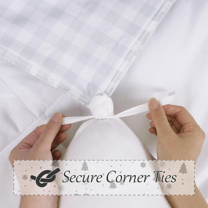 BLEUM CADE 3 Pieces Christmas Duvet Cover Set,Queen Size Christmas Tree Lightweight Comforter Cover Set,Reversible Christmas Snowflake Bedding Cover Quilt Set