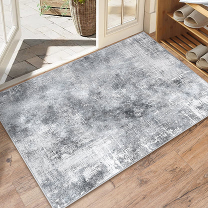 Bleum Cade 2x3 Doormat Area Rugs,Soft Washable Non Slip Bedroom Rug,Modern Abstract Grey Dinning Room Large Carpet