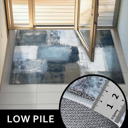 Bleum Cade 2x3 Doormat Washable Rug,Large Soft Modern Non Slip Abstract Bedroom Rug,Contemporary Area Rugs for Bathroom,Blue